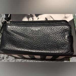 Coach Black Leather Zip Pouch
